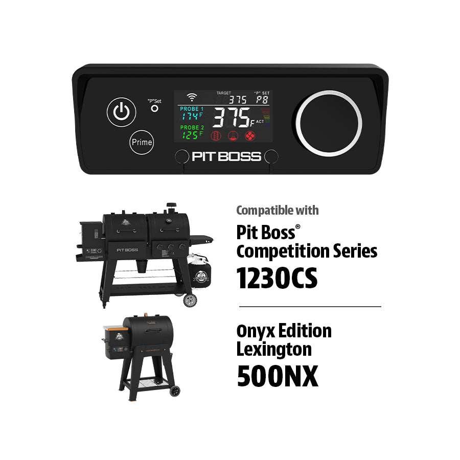 Black Pit Boss digital controller compatible with Competition Series 1230CS and Onyx Edition Lexington 500NX grills.