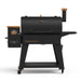 Black Pit Boss Savannah pellet grill with digital control panel and smoker box.
