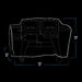 White outline of a grill with dimensions: 70" wide, 35" deep, 47" high.