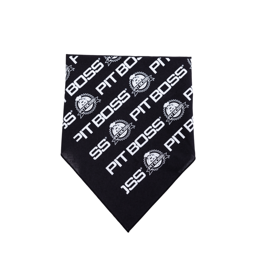 Black Pit Boss bandana with repeated logo design.
