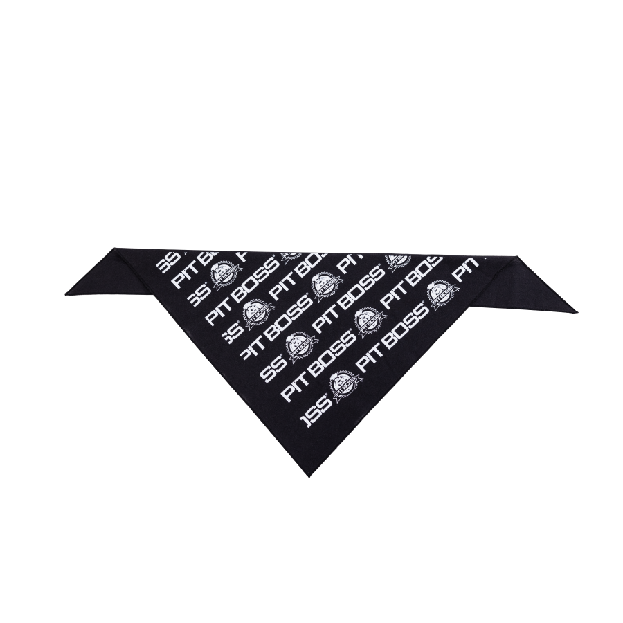 Black bandana with "PIT BOSS" and "SS" repeated pattern.