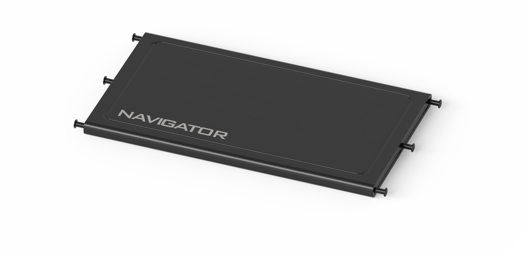 Black Navigator portable hard drive with mounting brackets.