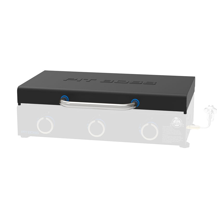 Black Pit Boss 300S portable gas grill with three control knobs and handle.