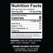 Nutrition facts label for seasoning blend with 0 calories, 110mg sodium, and ingredients including sugar, salt, spices.