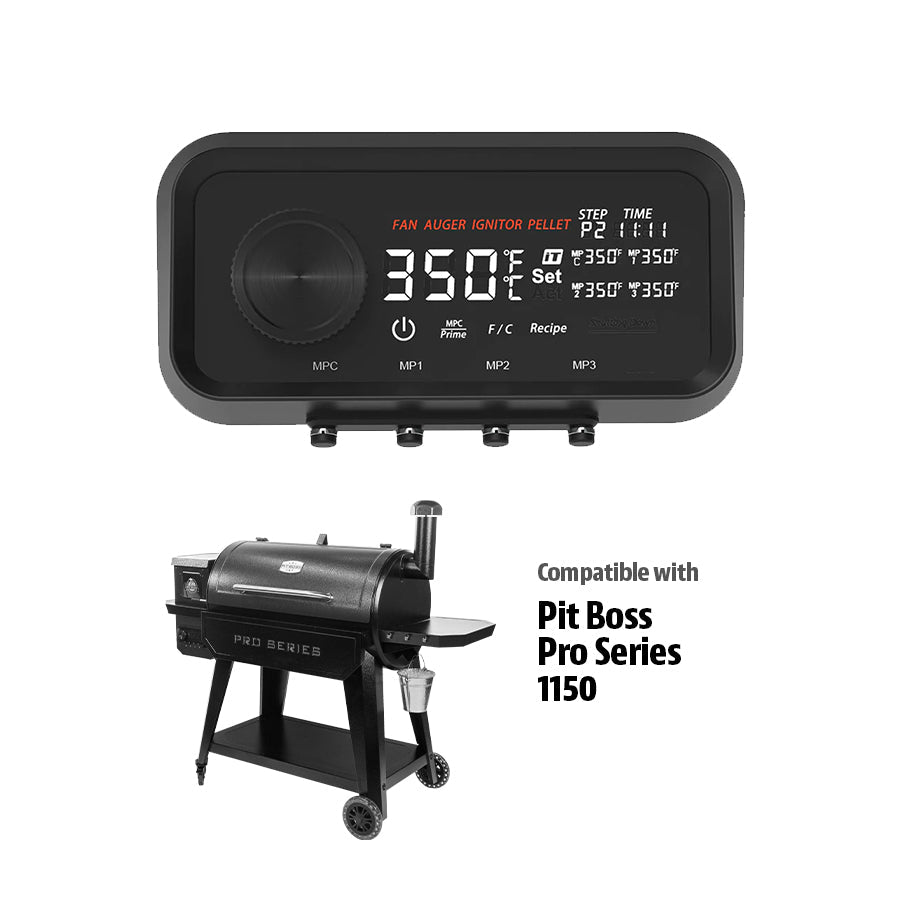 Black Pit Boss Pro Series 1150 pellet grill with digital control panel.
