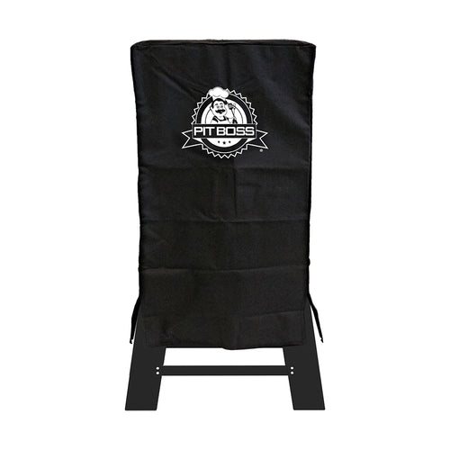 Black Pit Boss grill cover with logo.