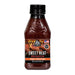 Pit Boss Sweet Heat BBQ Sauce. Black and white label. Orange stripe. Made in the US.