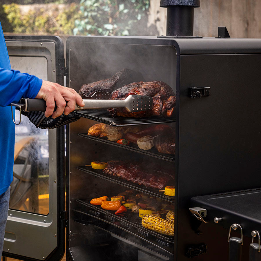 Pit Boss Navigator 6-Series Vertical Smoker, smoking meats and veggies on smoker