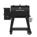 Pit Boss 850FB2 Wood Pellet Grill with silver handle and grease bucket for bbq grilling and smoking