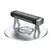 Pit Boss Smash Burger Press, silver with black handle and large pit boss logo