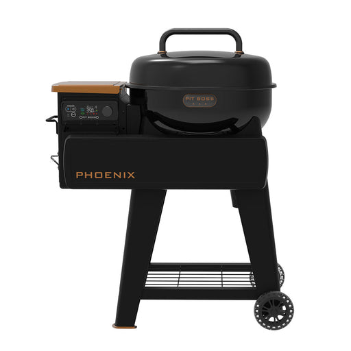 Pit Boss Phoenix Onyx Kettle Grill - Black with Gold accents - Charcoal and Wood Pellet Grill Combo for BBQ 