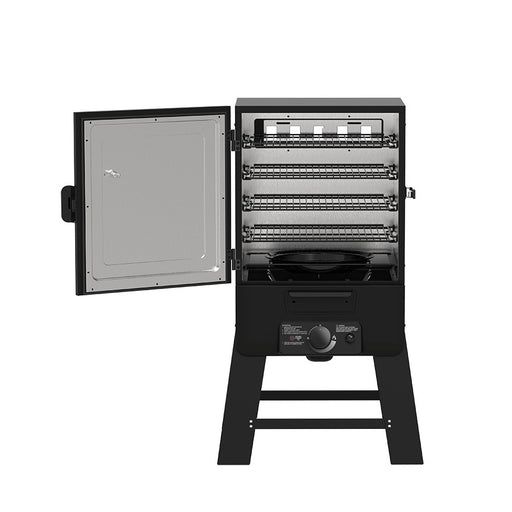 Pit Boss 30-inch Analog Vertical Smoker, front view, door open