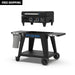 Pit Boss 2-Burner Ultimate Lift-Off Griddle. Black with blue accents. Two side tables displayed. Front view.