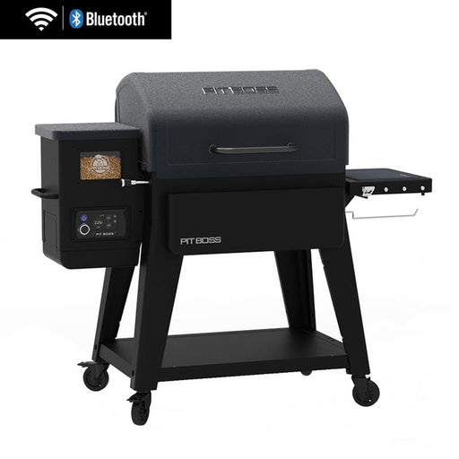 Pit Boss Navigator 1300M Wood Pellet Grill, black and grey grill, front angle closed
