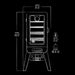 White graphic representation of the exterior dimensions of the smoker.