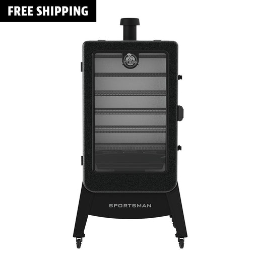 Pit Boss Sportsman 7-Series Vertical Wood Pellet Smoker, grey and black with Wi-Fi and Bluetooth Connectivity
