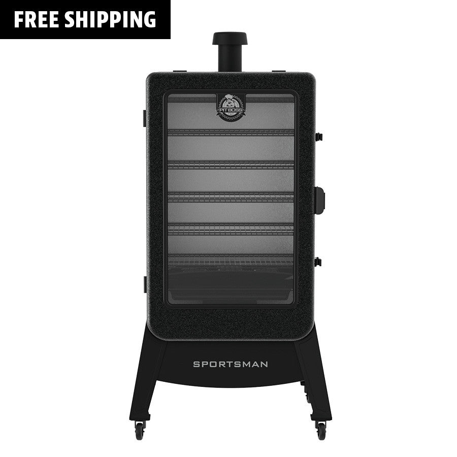 Pit Boss Sportsman 7-Series Vertical Wood Pellet Smoker, grey and black with Wi-Fi and Bluetooth Connectivity