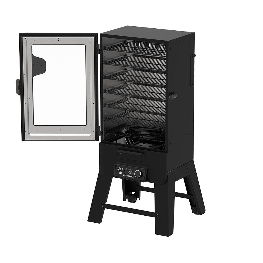 Pit Boss 42" Digital Vertical Smoker left side view with the door open on a white background