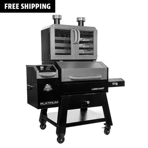 Pit Boss Lockhart Platinum Pellet/Smoker Combo Grill. "Grill Master Favorite". Black with silver accents and platinum logo.