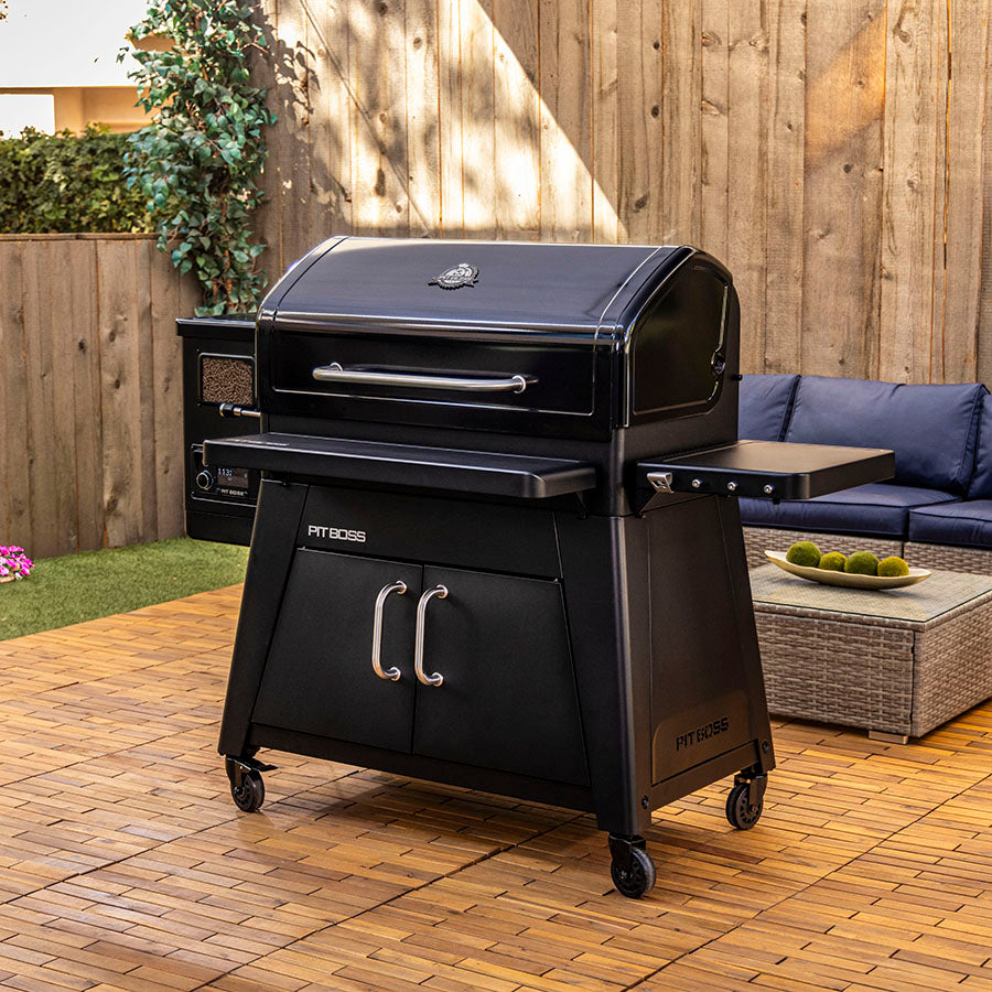 pit boss heritage wood pellet grill, on outdoor backyard patio