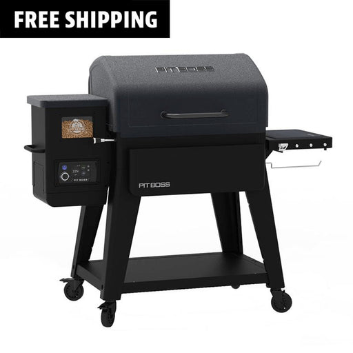 Pit Boss Navigator 1300M Wood Pellet Grill, black and grey grill, front angle closed