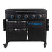 Pit Boss 5-Burner Ultimate Griddle. Black griddle with blue accents. Front view.