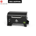 Portable battery powered wood pellet grill with green accents.
