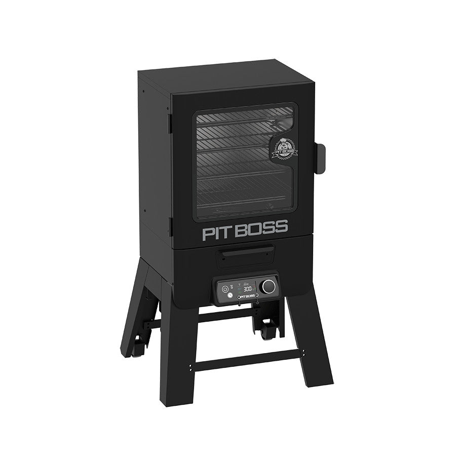 Pit Boss 30" Digital Vertical Smoker with Wi-Fi, front view with door open on a white background
