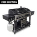 Pit Boss Memphis Ultimate Combo Grill. Black combo grill with silver accents. Front view.