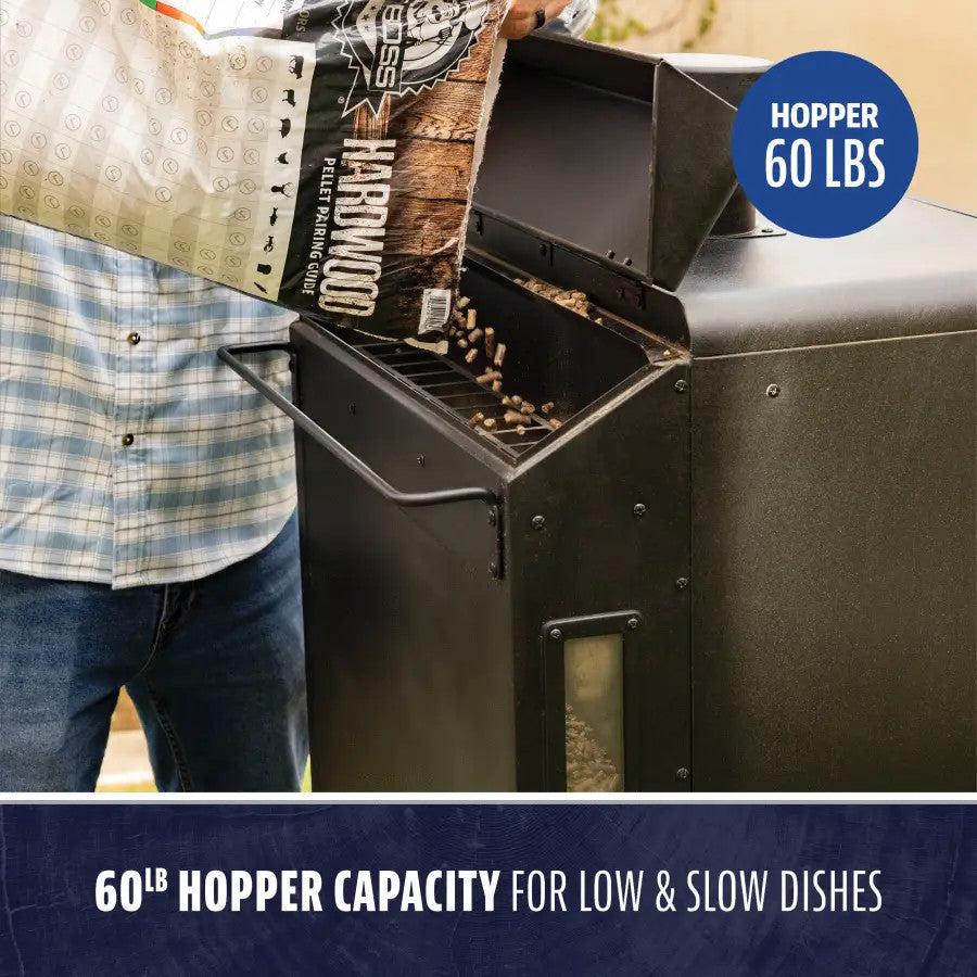 Pit Boss Grills Competition Series PBV5P2 Vertical Smoker with 60LB hopper capacity for low & slow dishes.