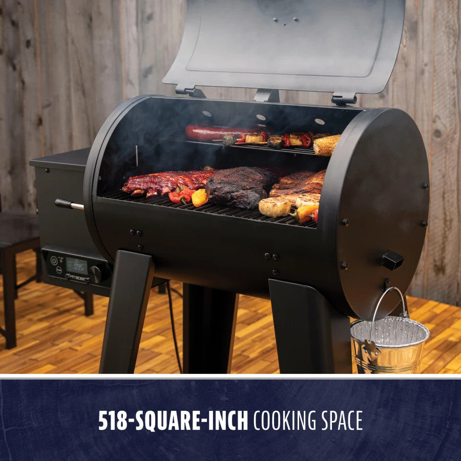 Pit Boss Grills FB2 Series Wood Pellet Grill - PB500FB2 with 518-square-inch cooking space, black color.