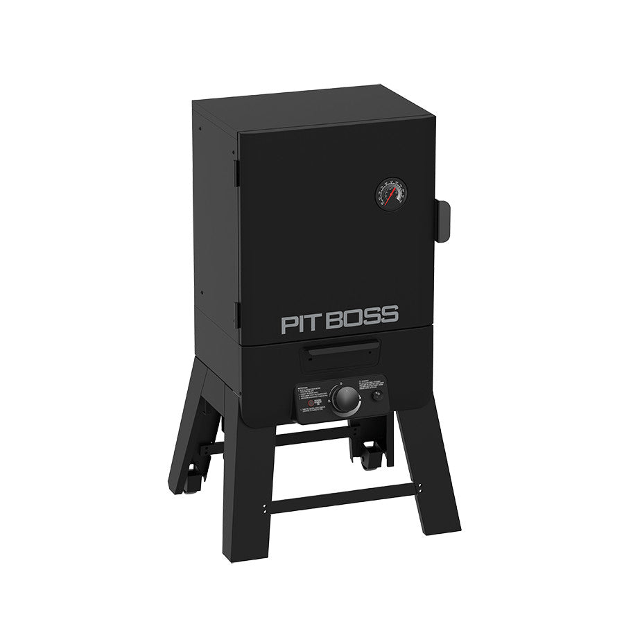Pit Boss 30-inch Analog Vertical Smoker, front-left angle, door closed