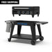 Pit Boss 3-Burner Ultimate Lift-Off Griddle. Black with blue accents. Pit Boss in blue across the front of the grill. Clear wheels.