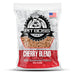 Front of bag. Black and Brown background with red and white lettering and design
