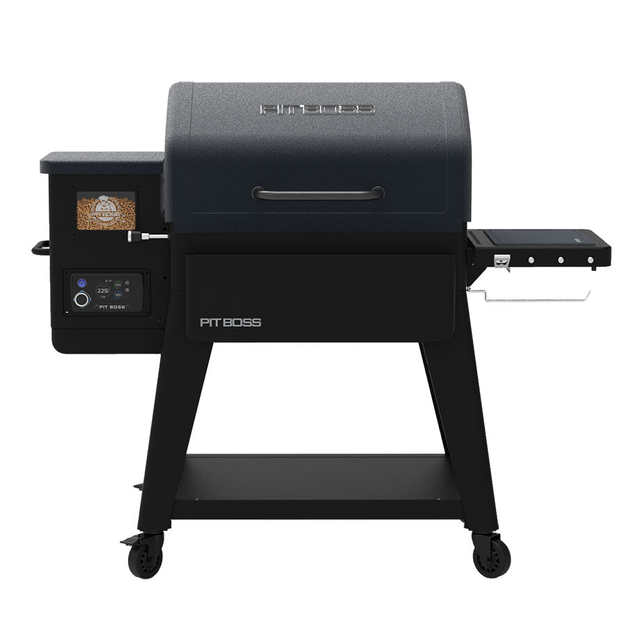 Pit Boss Navigator 1300M Wood Pellet Grill, black and grey grill, front angle closed