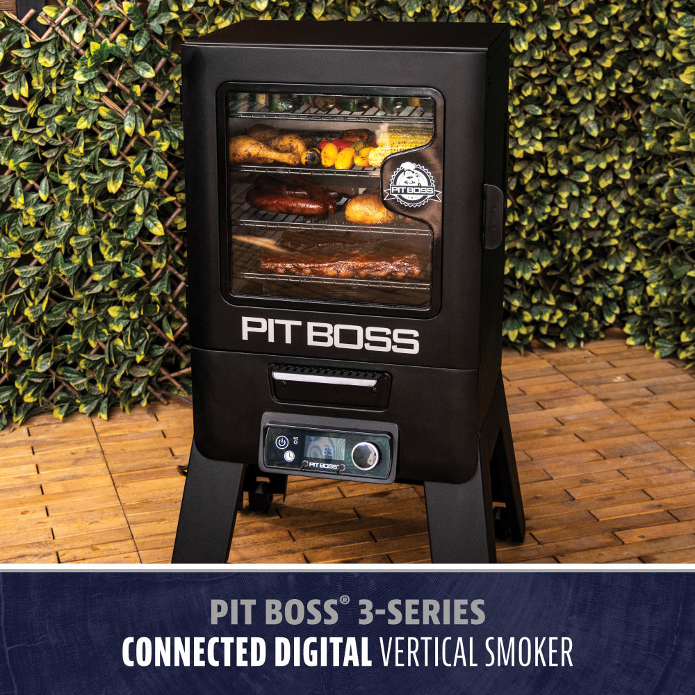 Pit Boss 30" Digital Vertical Smoker with Wi-Fi, left-side view on a white background
