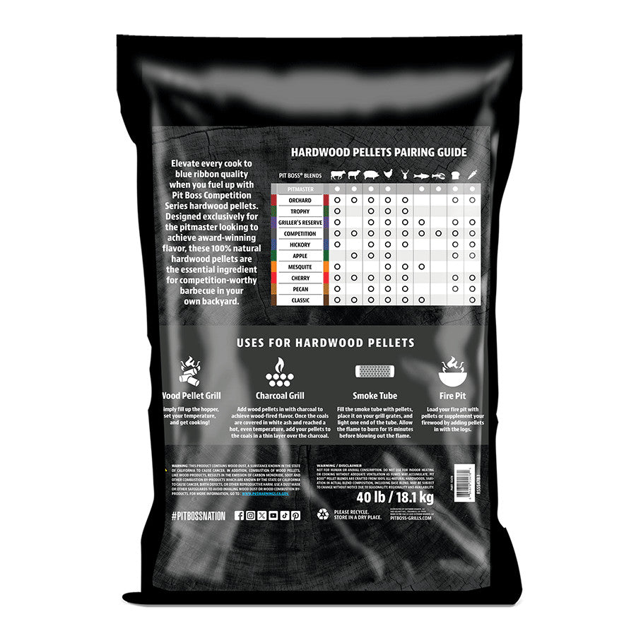 Pit Boss Competition Series PitMaster Blend Pellets, back view on a white background