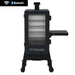 Pit Boss Navigator 3 Series Vertical Smoker, black and grey cabinet smoker with chimney shelf and control board