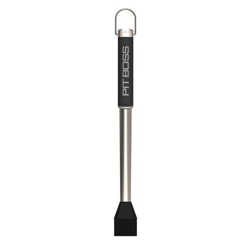 Pit Boss Grills BBQ Sauce Mop made with stainless steel and silicone. Dishwasher safe with black handle and grey Pit Boss logo