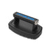 Black PitBoss cleaning brush with textured scrubbing surface.