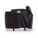 Black Fit Boss grill cover with logo and wheels.