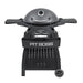Black Pit Boss portable charcoal grill with dome lid and wheels.