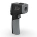 Black and gray PitBoss infrared thermometer with measurement scale.