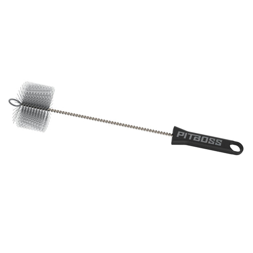 Pit Boss grill cleaning brush with a black handle and dense wire bristles, ideal for scrubbing grates.