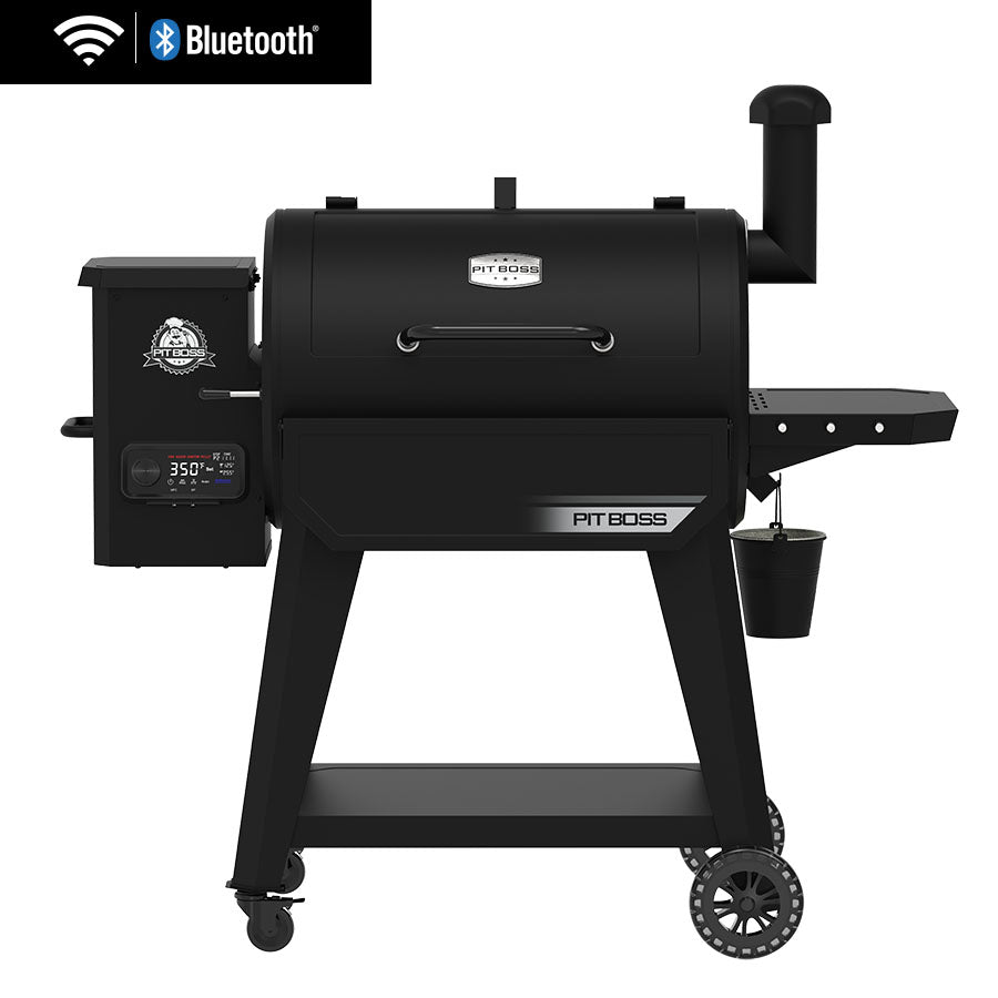 Black Pit Boss smart pellet grill with Bluetooth connectivity and digital display.