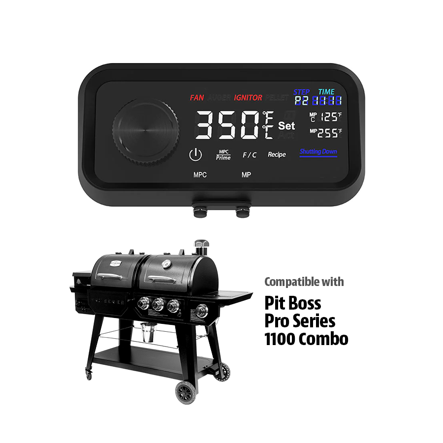Black Pit Boss Pro Series 1100 Combo grill with digital control panel.