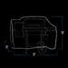 "White grill cover with dimensions: 51" width, 33" depth, 46" height."