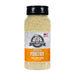 "Clear bottle with black lid, labeled 'Pit Boss Chicken & Poultry' seasoning, featuring garlic, onion, and lemon flavors."