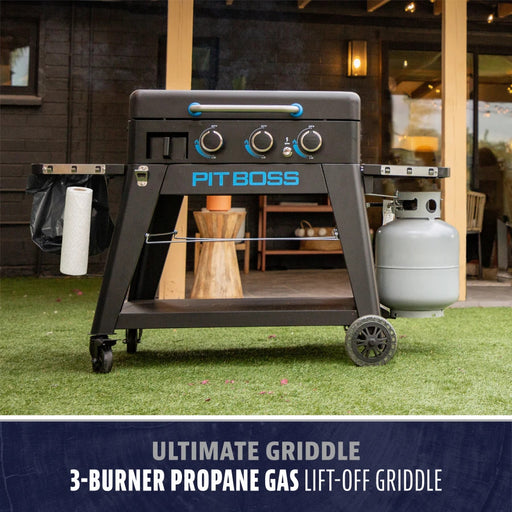 Black Pit Boss Ultimate Griddle 3-Burner Propane Gas Lift-Off Griddle.