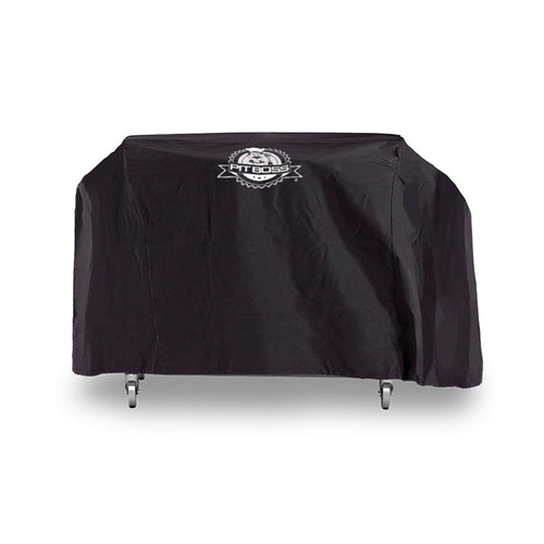Black Pit Boss grill cover with wheels.